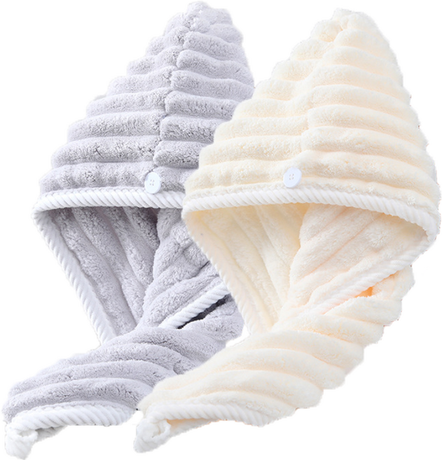 지세 드라이 헤어타월 63 x 43 cm, 1세트, 아이보리 + 그레이