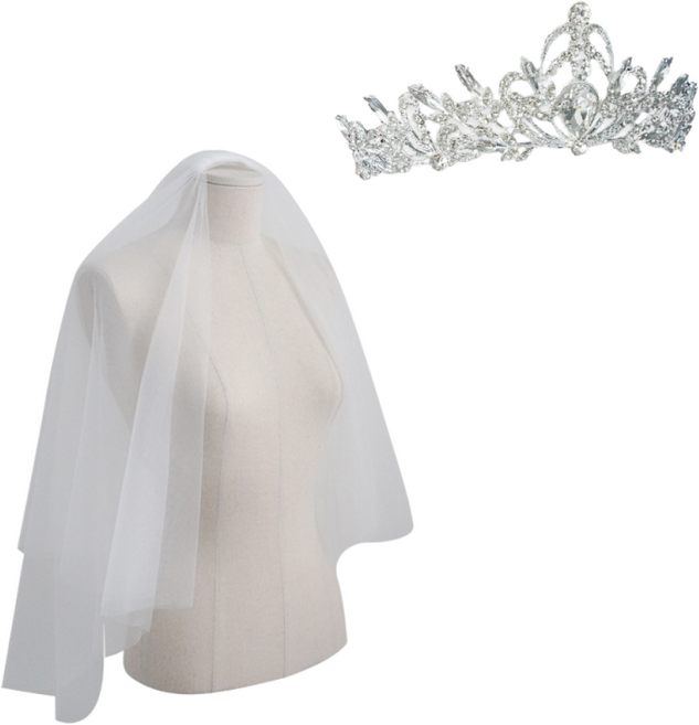 엘블랑꼬 셀프웨딩 프린세스 티아라 빗핀 + 베일 세트 웨딩촬영 왕관 헤어코사지 악세서리 면사포