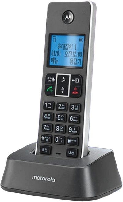 모토로라 한글무선전화기 발신자표시 SK KT LG 호환 단축다이얼 10개 스피커폰 매장 업소용 일반 집전화기, 잘들리는 한글메뉴 무선전화기/블랙