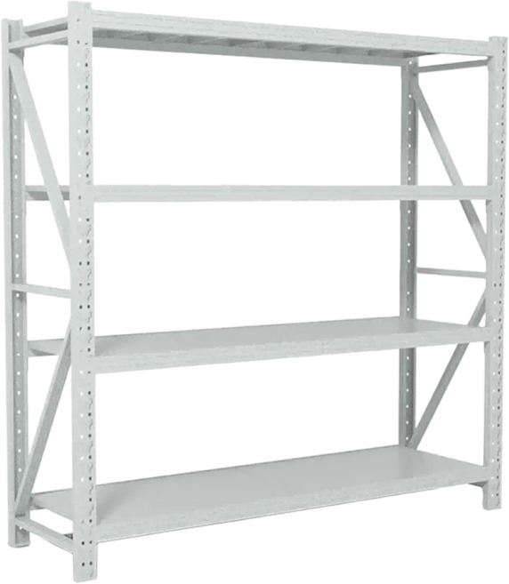 5분선반 철제선반 렉 무볼트 조립식 앵글 선반 창고 경량랙 코스트코 무볼트 중량랙 튼튼한 조립식 무볼트 앵글선반 경량랙 공장 창고 다용도 철제 앵글 층당하중200kg 메탈랙 수납선, 화이트, 4단