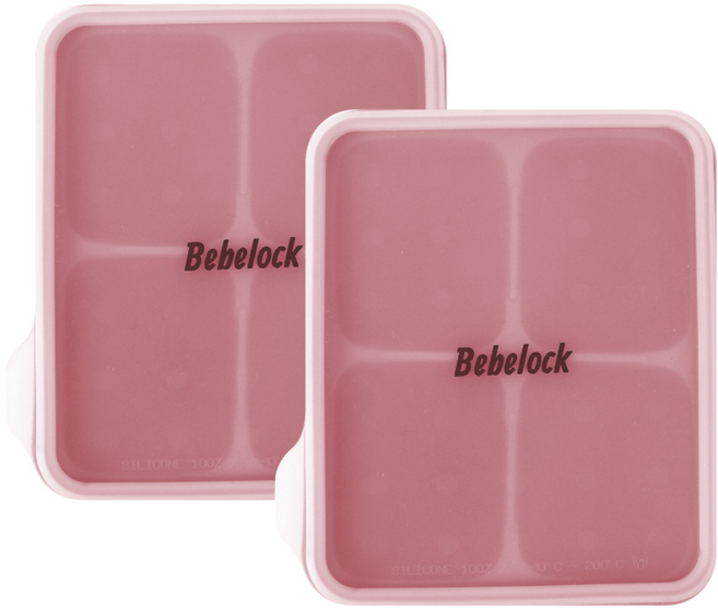 베베락 엘파 실리콘 큐브 2P(냉동보관용기_뚜껑포함 13.5cm X 15cm), 엘파 실리콘큐브(피치핑크2P), 1개