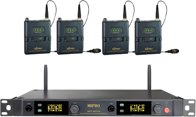 ACT-5814 TQ / ACT-5814TQ / 미프로 / ACT5814-TQ / 5.8 GHz/ 디지털 쿼드채널 무선 핀마이크 세트 / 4채널 라발리에 마이크 / 행사 강의 설교