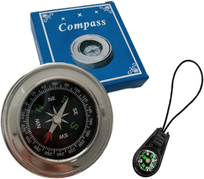 로드웨이 휴대용 스틸 나침반, 1개, 실버