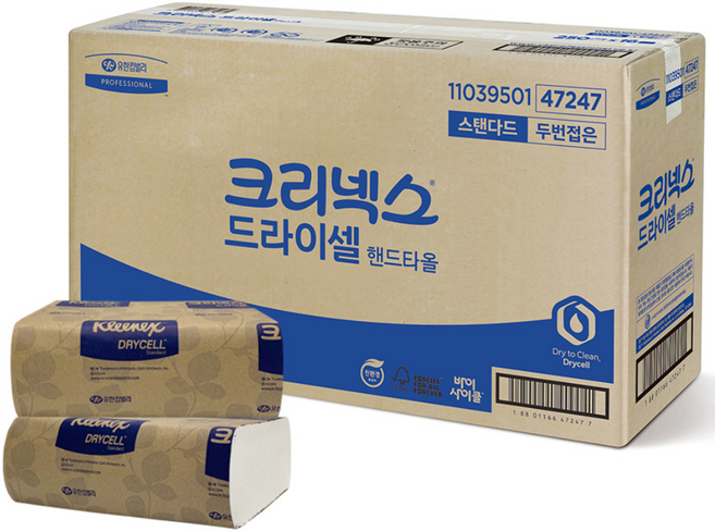 크리넥스 드라이셀 멀티폴드 핸드타올 F250 47247, 250매, 16개