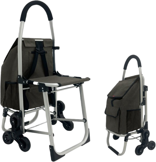 [나아가] 접이식 의자 쇼핑 카트, 그레이, 1개