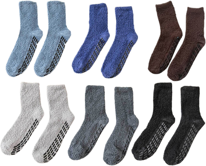 다알리아 논슬립 남자 수면양말 무압박 미끄럼방지 6개입 세트