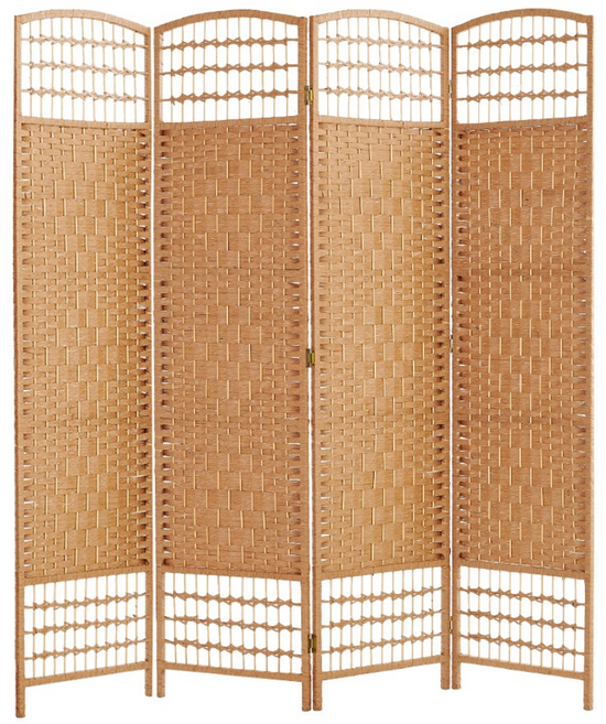요고바라 인테리어 라탄 파티션 원목 칸막이 가리개 3~8단 단추가 가능, 3단, 원형갈색