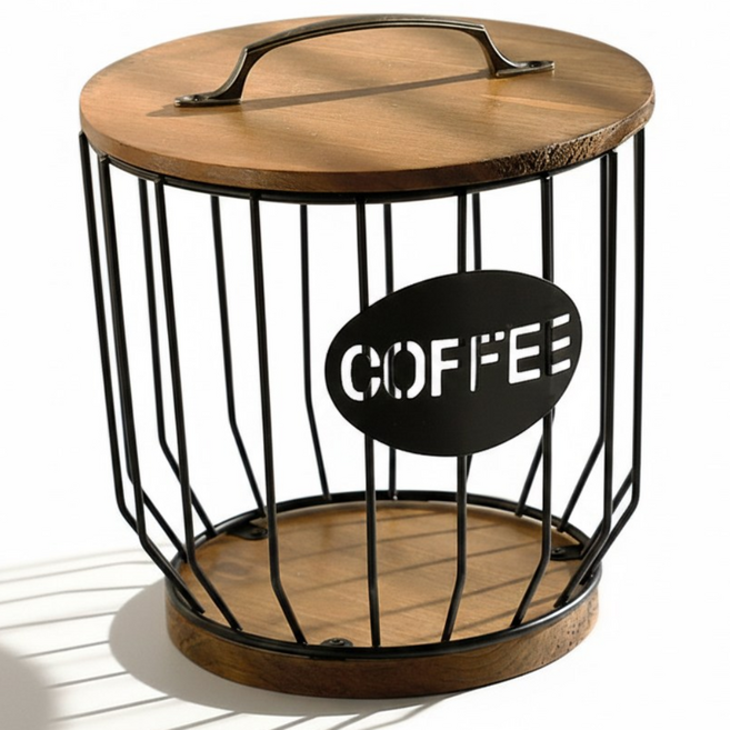 윈라이트 철제 커피캡슐보관함 디스펜서, 1개, 우드블랙