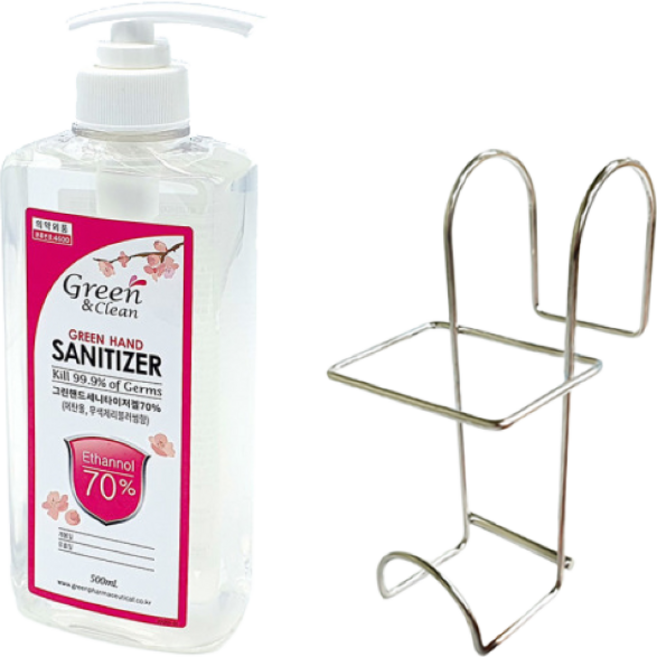 그린제약 핸드새니타이저겔 손소독제 [체리블라썸향 500ml 5개+거치대 5개] 세트