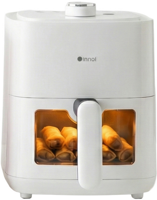 이놀 투명창 심플 1인용 2L 에어프라이어, 화이트, EW043