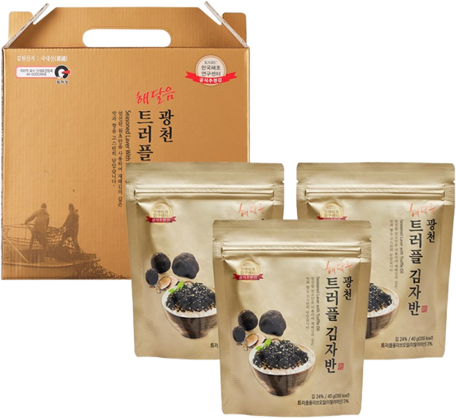 광천 해달음 트러플 김자반 3봉 손잡이 명절 선물세트, 1세트, 40g