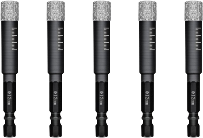 융착코어 비트 다이아몬드 유리홀쏘 타공 홀커터 싱크대 포세린 세라믹 타일 구멍뚫기, 육각타입, 6mm 5 PCS, 1세트, 본품(배터리없음)