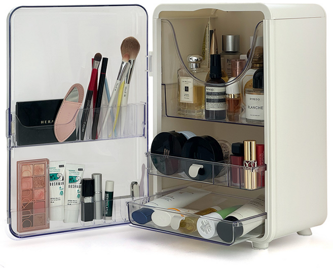 이지피지 화장품 정리함 커버형 특대형, 화이트 투명커버, 1개