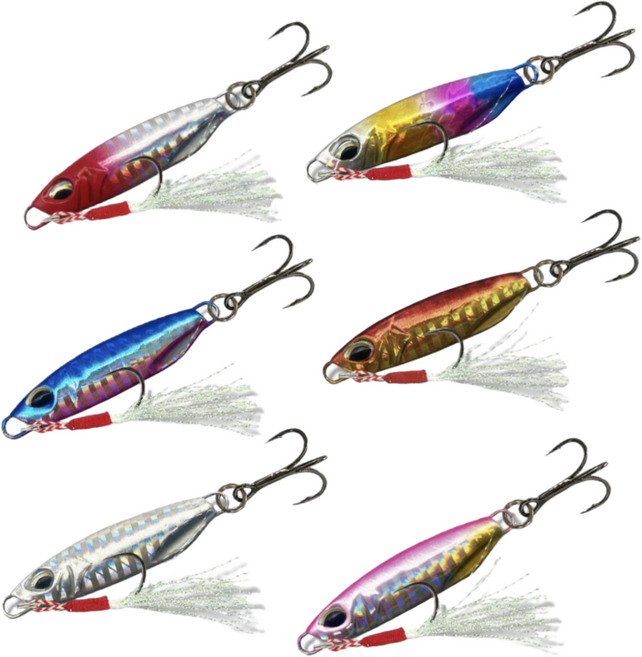 회우위드마켓 메탈지그 6개 세트 15g 20g 25g 30g 혼합색상, 6컬러