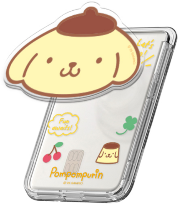 산리오 아크릴 그립 스마트톡 투명 마그네틱 카드지갑(맥세이프 호환), 1개, 큐티_폼폼푸린