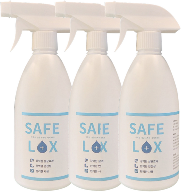 세이프록스 당일발송 바이러스 테스트 보유 뿌리는 소독제 기획전 무향무색, 3개, 500ml