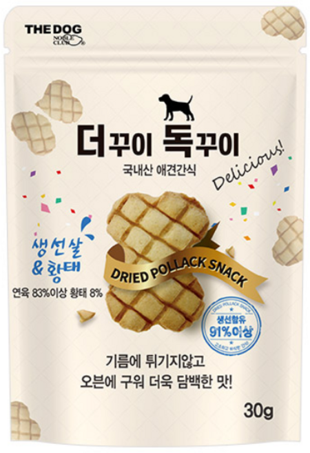 더독 더꾸이독꾸이 오리지날 황태맛 2종 오븐베이크 쥐포타입 부드럽고 바삭한 강아지 간식, 30g, 1개