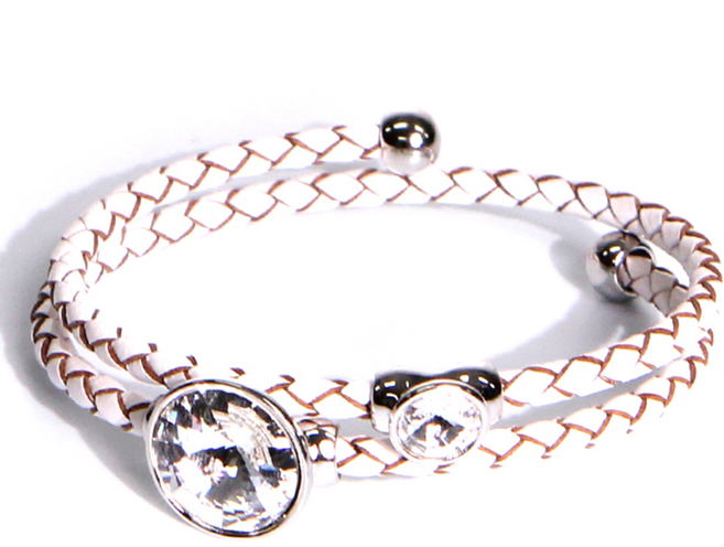 정품 스와로브스키 크리스탈 탄생석 열두달 생일 소가죽 뱅글 팔찌