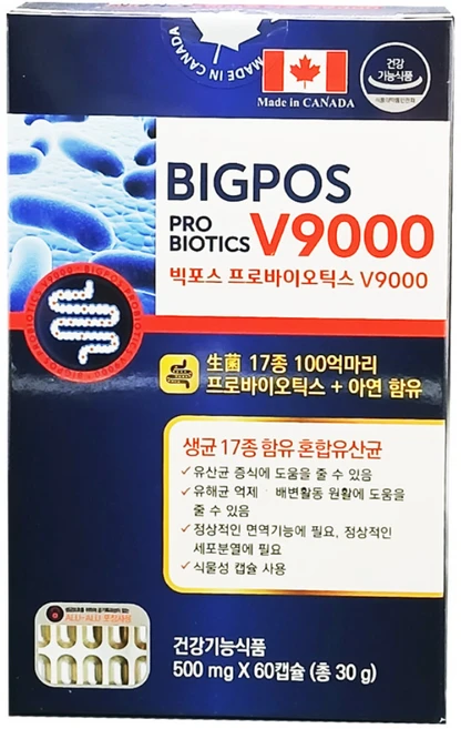 빅포스 프로바이오틱스 V9000 60캡슐 2개월분, 60정, 1개 - 쿠팡