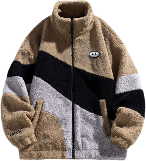 남성 양털 플리스 점퍼 배색 후리스 자켓 보아털 하이넥 아우터 WI234J