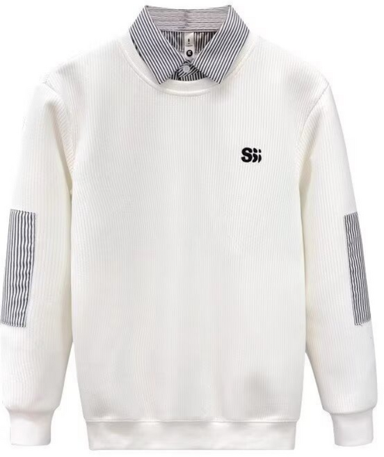 ANYOU 남성 봄가을 심플한 스웨터 데일리 출근 레이어드 상의