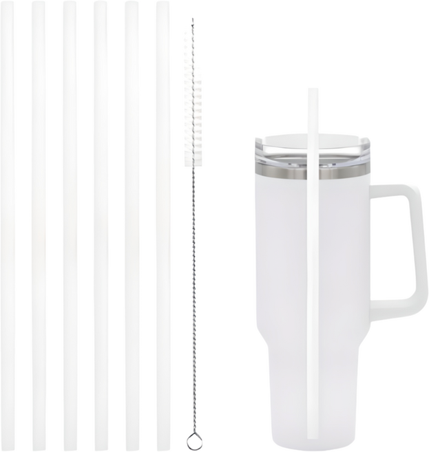 [텀블릿] 스탠리 스타벅스 887ml 1.18L 텀블러 호환 내열 화이트 빨대 세척솔 세트, 1세트, 6개