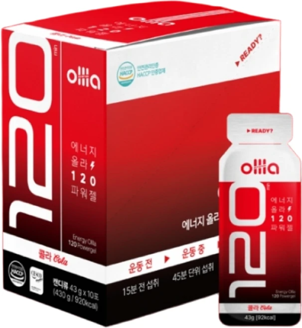 올라 120 스포츠 에너지젤 파워젤 콜라맛, 올라120 콜라맛, 10개, 43g - 쿠팡