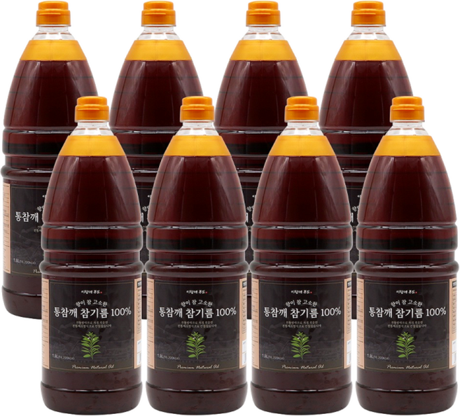 이장네_향이 참 고소한 통참깨 참기름 %_ _, 8개, 1.8L
