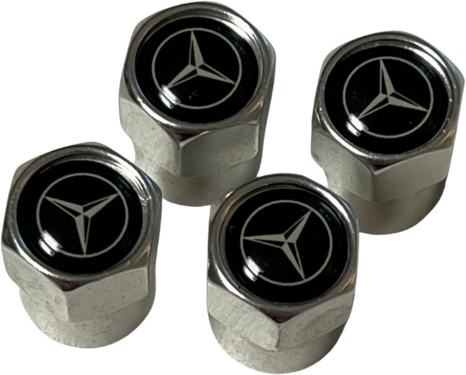 벤츠 Mercedes Benz 타이어 밸브캡 에어캡 구찌캡, 실버, 4개
