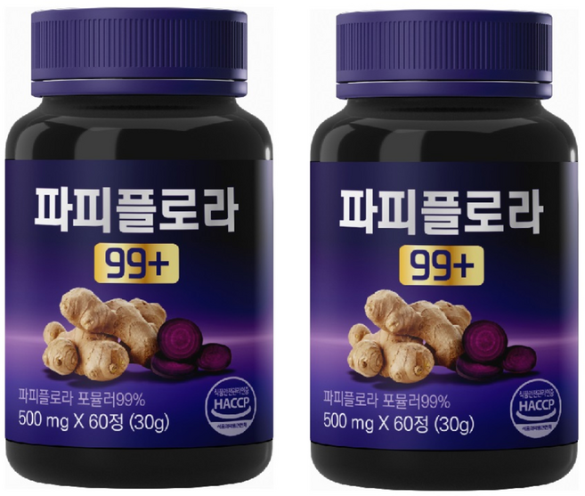 대용량 파피플로라 99+ 식약청 100% haccp 인증, 2개, 60정