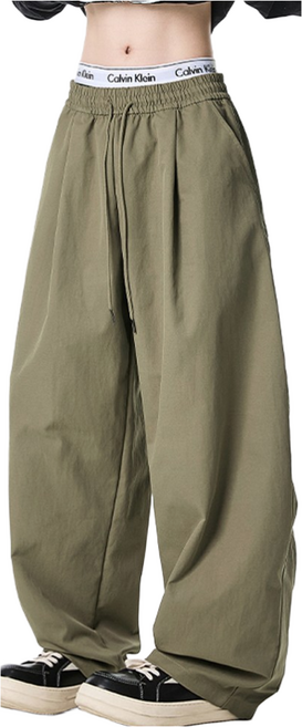 코디코치 옆핀 팬츠 남여공용 유니크 와이드 피트 턱 카고 밴딩 바지