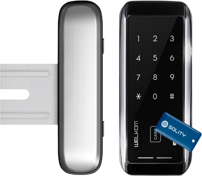 웰콤 강화유리문 전용 디지털도어락 도어록 현관문도어락 현관번호키, 웰콤 WG-20 양문형(홀더 포함)