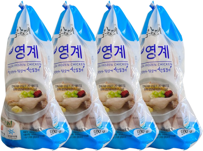 참프레 백숙용 냉동 영계 삼계탕용 생닭, 4개, 500g