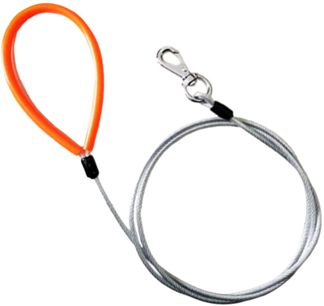 손잡이 와이어 강아지 리드줄, 오렌지, 1개