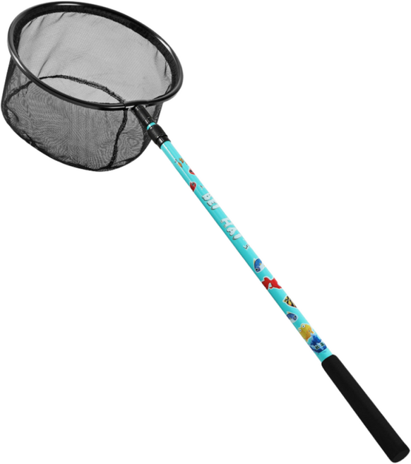 제품공감 원형 뜰채 낚시 곤충채집 수영장뜰채 길이조절 가능 청소 그물망, 블루
