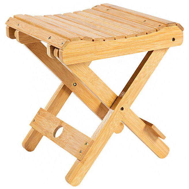 뱀부 우드 라인 원목 접이식 의자, 1개