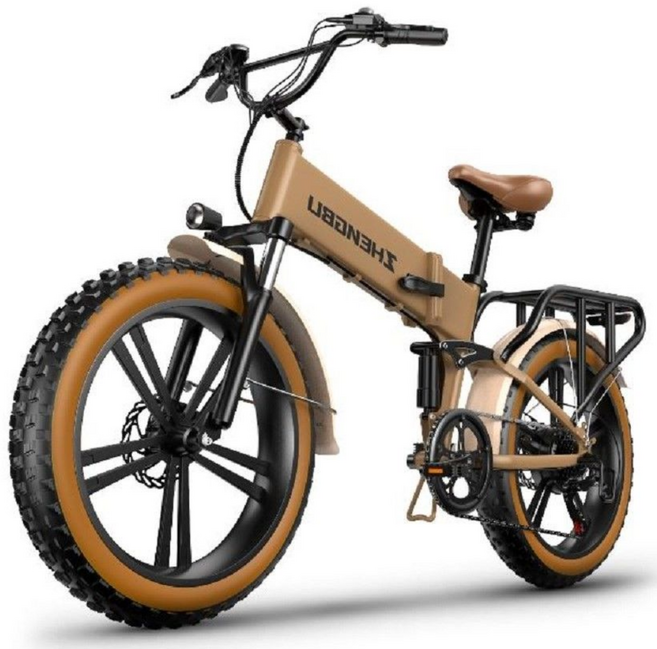 Bacicle 자토바이 전기자전거 팻바이크 48V 접이식 전동, 브라운 48V 14Ah 시마노7단 기어