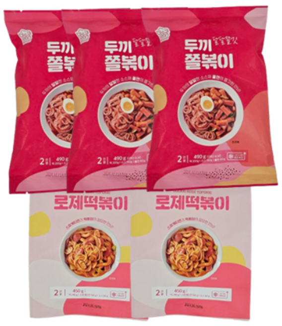[당일 출고] 두끼 쫄볶이 3팩 + 로제 2팩, 두끼 쫄볶이 3팩 +로제 2팩, 1개