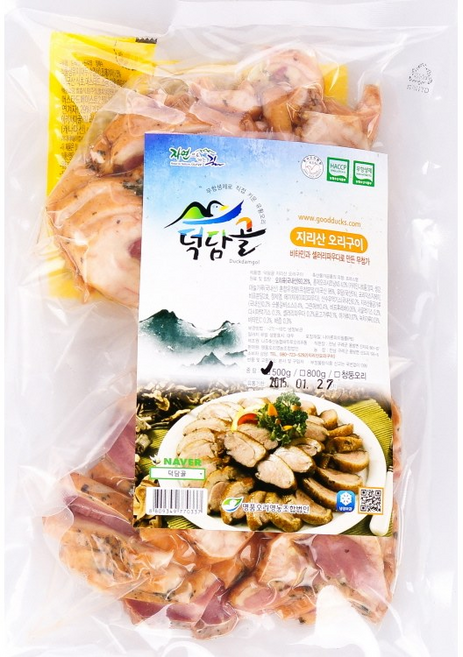 덕담골 유황오리 훈제슬라이스 250g x 2팩 500g 9무첨가로 무항생제 급식용 오리훈제 아질산나트륨 발색제 대신 셀러리파우다 L-글루타민산나트륨 산화방지제 대신 비타민C, 1개
