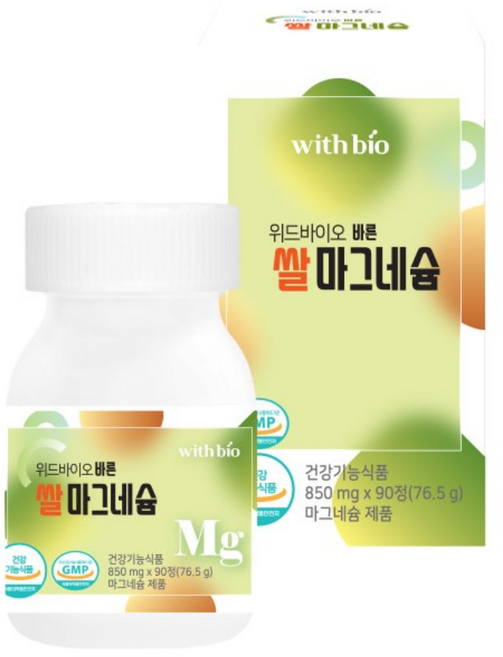 [위드바이오] 바른 쌀 마그네슘 850mg, 바른마그네슘 850mg 90정, 9개, 90정