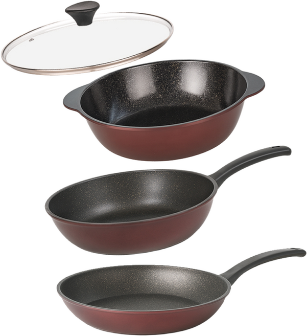 독일 바니니 인덕션 후라이팬 세트 4종 28cm (후라이팬+궁중팬+전골냄비+유리뚜껑), 1개