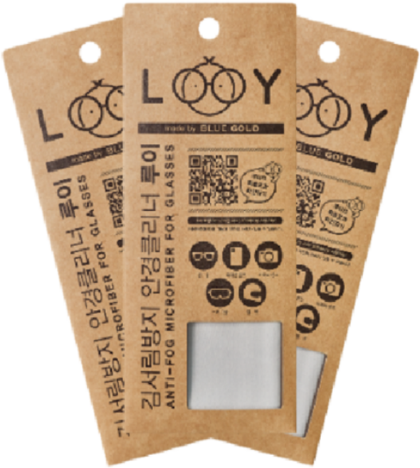 블루골드 루이 LOOY 극세사 김서림방지 안경닦이 안경클리너 렌즈닦이 회색 3세트