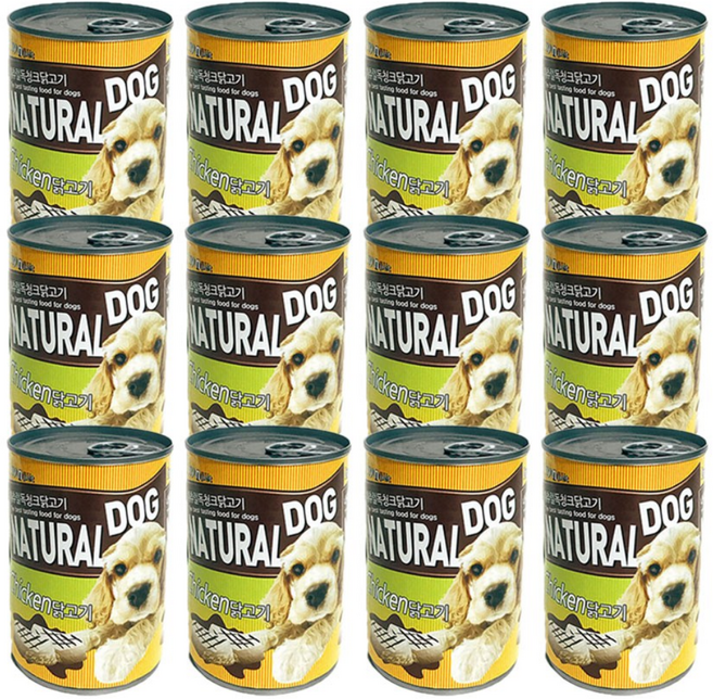 강아지 사료 통조림캔 애견 간식 내추럴 독 청크캔, 12개