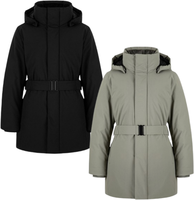 밀레 여성 중기장 벨트 중량점퍼 겨울 코트 에베레스트 K2 한라산