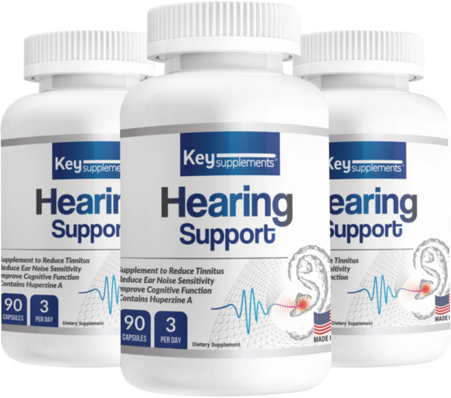 키서플리먼트 히어링서포트는 후퍼진 A와 리포플라보노이드를 함유한 이 명쾌한 포뮬러 편안한 하루 EAR 서포트, 3개, 90정