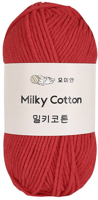 모미얀 밀키코튼 코바늘 뜨개실 50g, 1개, 15다홍