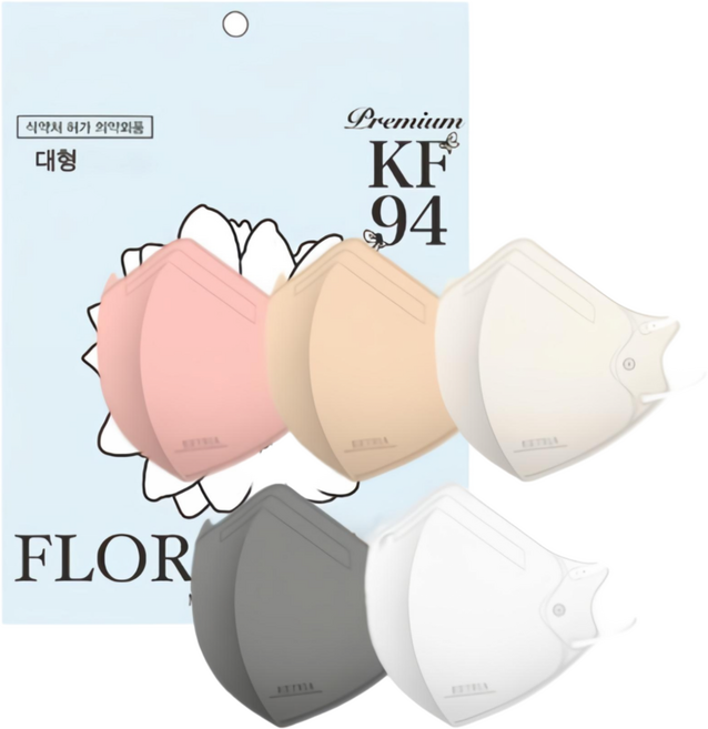 플로라 KF94 국산 새부리형 컬러 마스크, 10매입, 10개, 컬러혼합5종(대형)