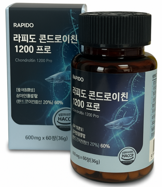 [프리미엄] 라피도 콘드로이친 1200 프로 골드 MBP 함유 상어연골 무릎 관절 연골 건강 보호 영양제, 1개, 60정