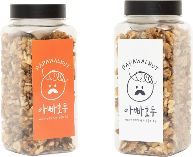 아빠호두 병포장 국내산 햇호두 조각호두 견과류 결혼 돌 답례품 명절 선물 이유식 수험생 다이어트 건강 간식, 2개, 300g