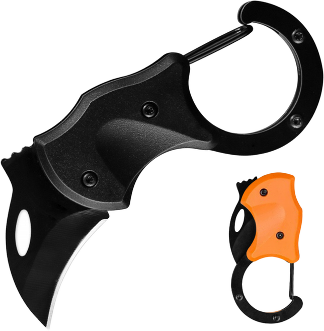 Ryusei 접이식 캠핑칼 스틸 카람빗 스테인레스 호신용 휴대용칼 edc 폴딩나이프 야외/캠핑/낚시 카람빗 포켓 나이프 주황색+블랙 R019